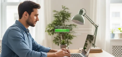 A man checking a security scan on his laptop to see if and how does mcafee remove malware from his device.