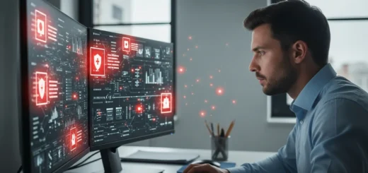 Cyber security concept depicting digital threats related to the gay femboy malware trend on a computer monitor.