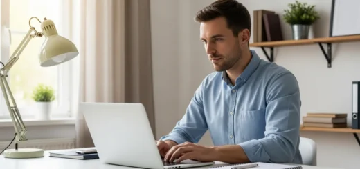A man using a laptop while researching how to clean malware from mac for better system performance.
