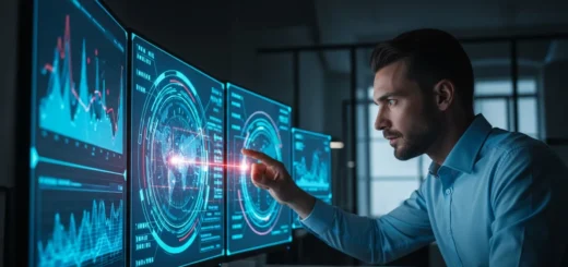 A cybersecurity specialist analyzing a malware.heuristic.2114 detection on a high-tech computer monitor.