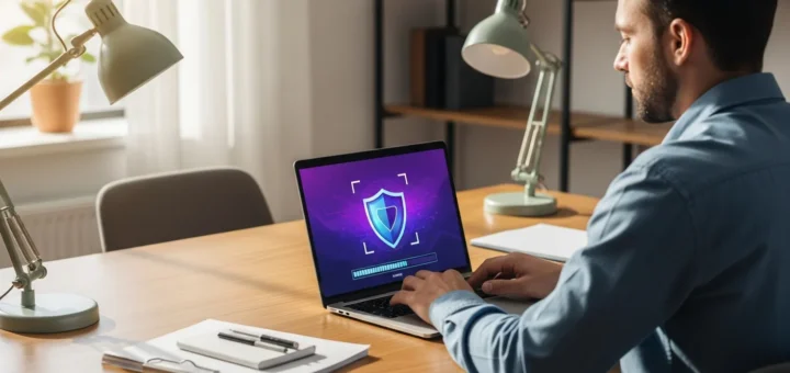 A laptop screen showing successful security scan results to demonstrate how can norton remove malware from an infected PC.