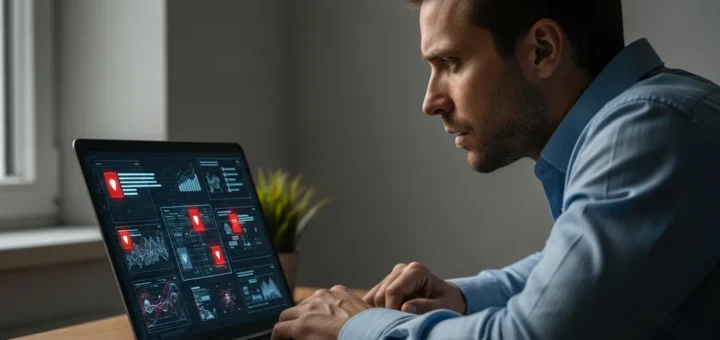 Security software scanning a laptop to detect and remove the kepavll malware threat from a home office computer.