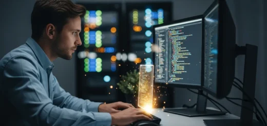 A close-up view of complex malware code displayed on a computer monitor during a cybersecurity analysis.