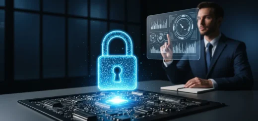 A glowing digital padlock being analyzed by light rays to illustrate quantum computing threats to encryption.