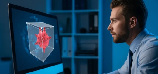 A digital representation of sandboxie malware isolation showing a suspicious file contained within a glowing glass cube.