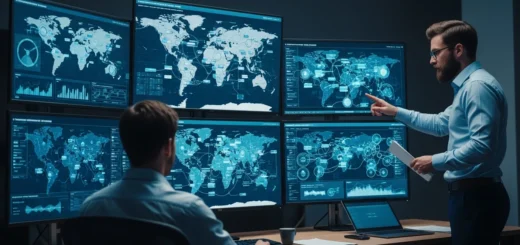 A detailed threat intelligence platforms comparison on a digital dashboard in a futuristic security operations center.
