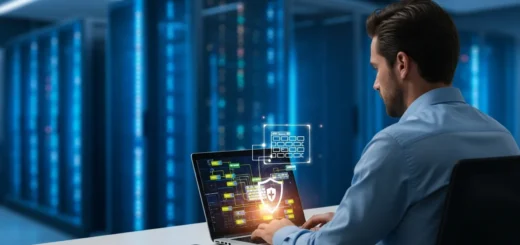 A professional following a web application firewall setup guide to secure a corporate network server.