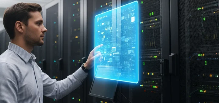 Advanced zero-day vulnerability protection strategies visualized through a secure digital shield over server hardware.